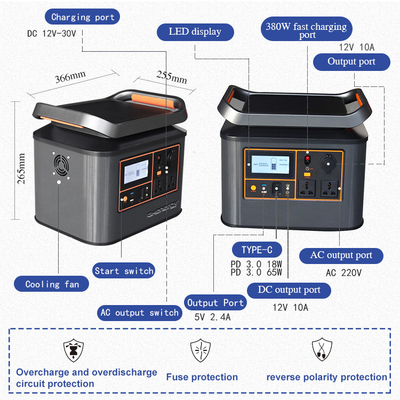 Trạm năng lượng mặt trời di động 500W 1000W thiết thực cho cắm trại